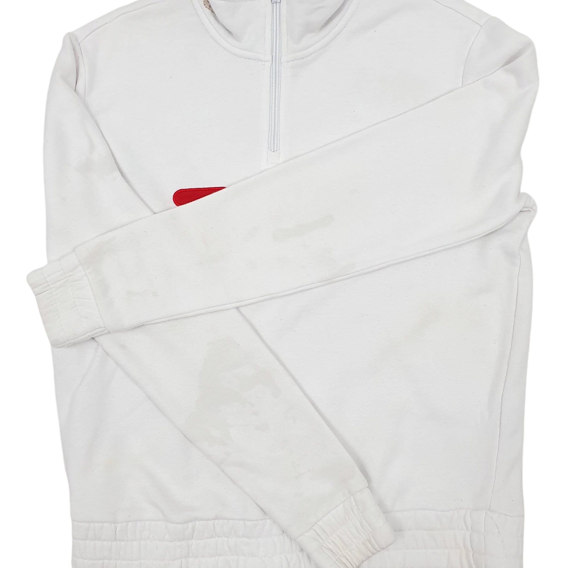 Womens White Fila Spellout Quarter Zip Jumper