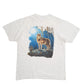 Mens Grey Oneita Single Stitch Vintage 90s Made In USA Backprint Wolf Short Sleeve T Shirt