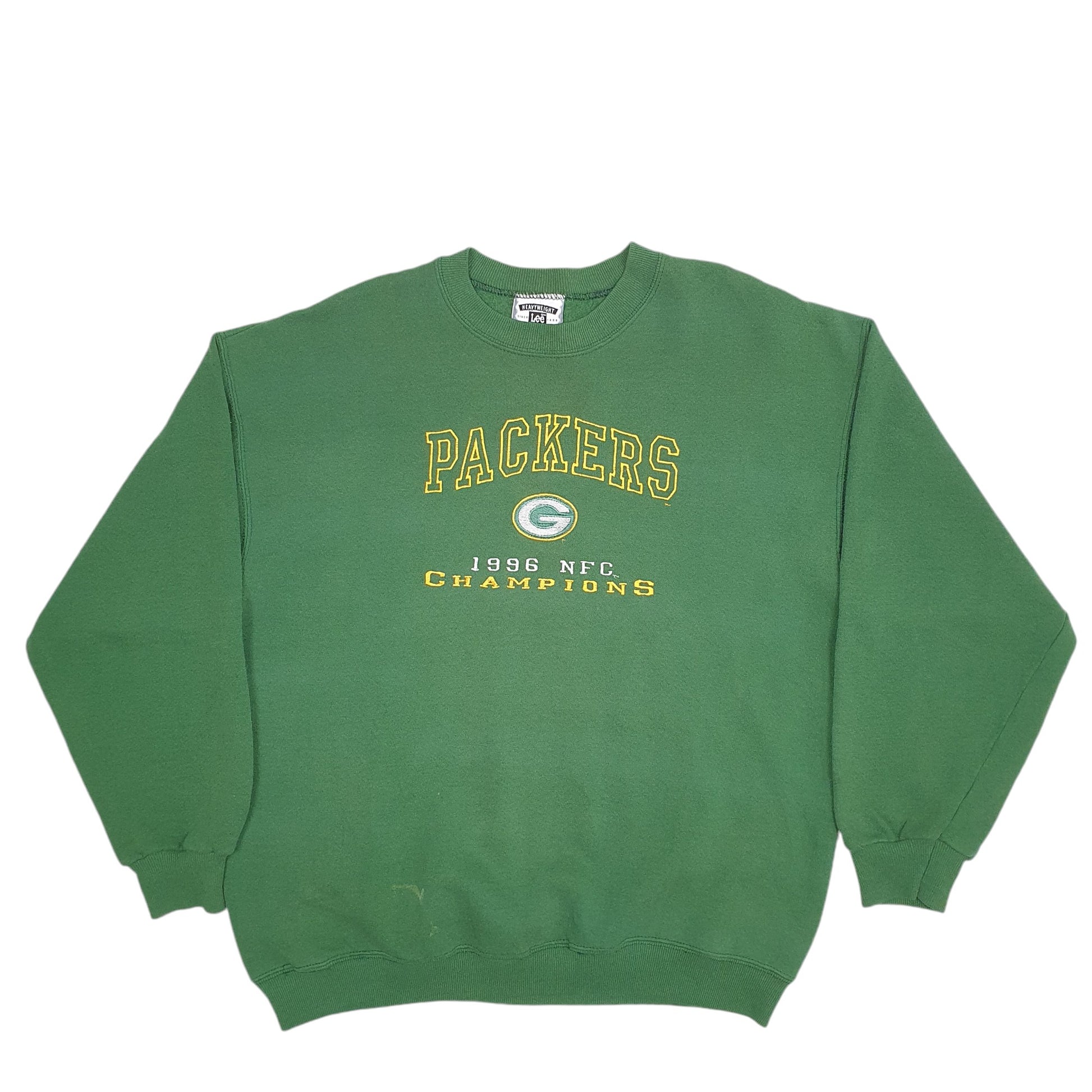 Mens Green Lee Green Bay Packers NFL Vintage 90's Made In USA Crewneck Jumper