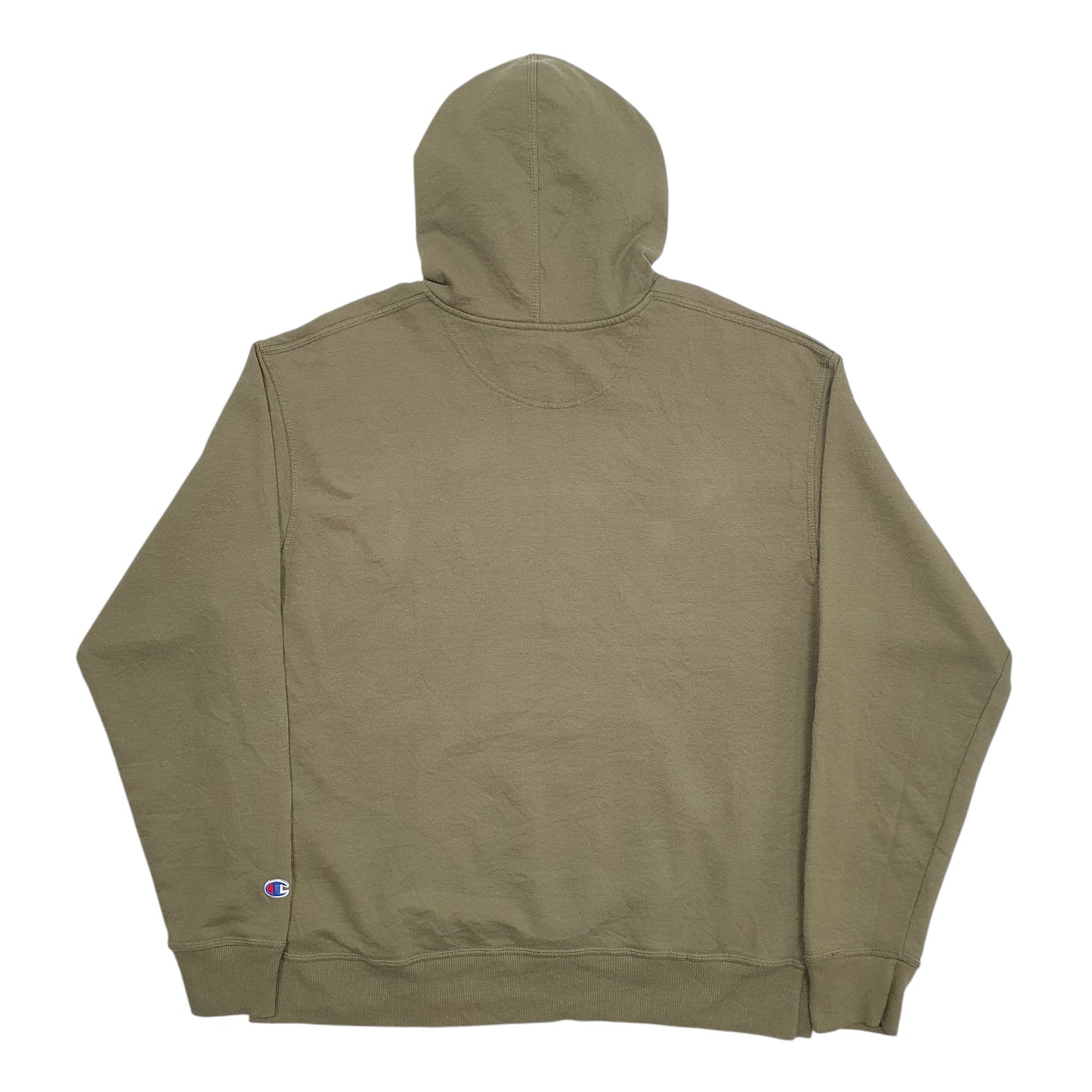 Mens Khaki Champion Spellout Hoodie Jumper