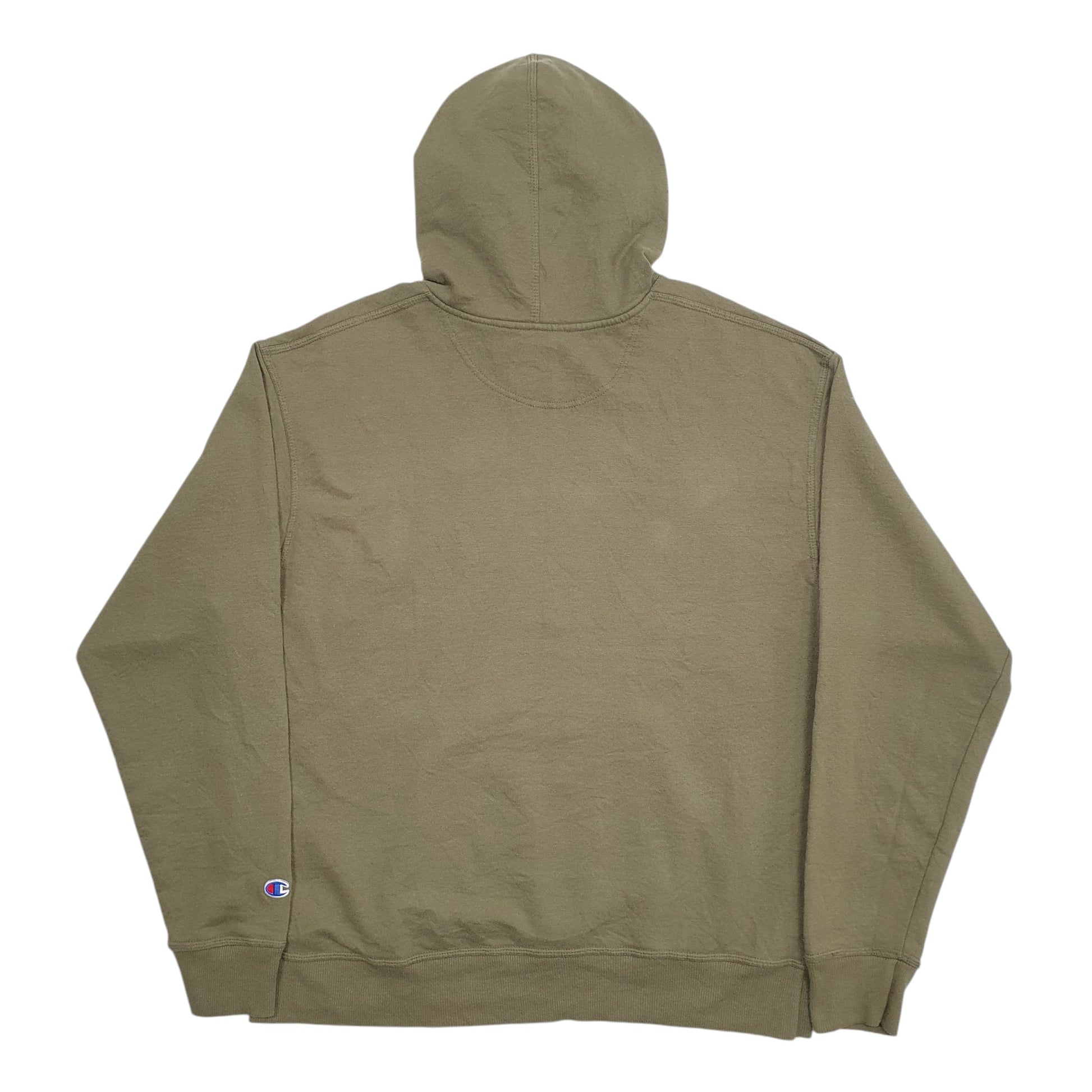 Mens Khaki Champion Spellout Hoodie Jumper