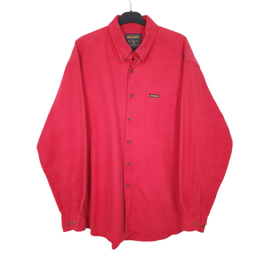Mens Red Woolrich Heavy Overshirt Outdoors Long Sleeve Shirt