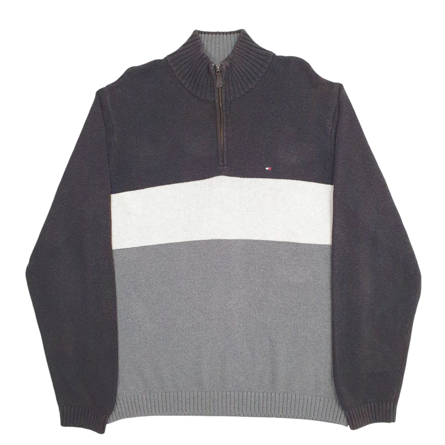 Mens Grey Tommy Hilfiger Knit Quarter Zip Jumper
