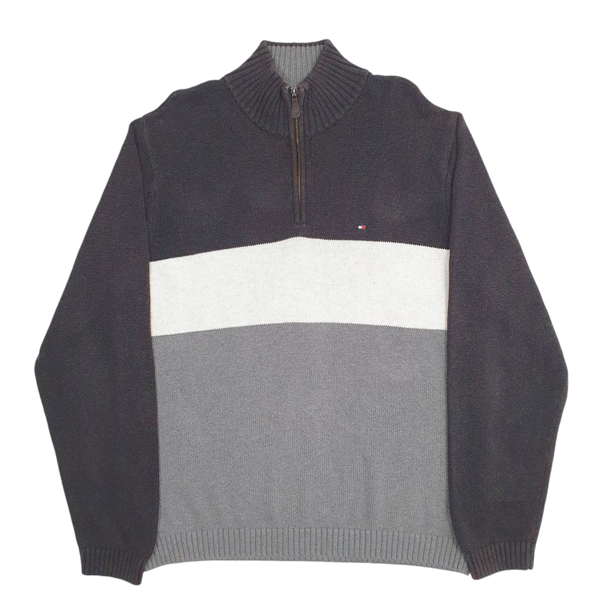 Mens Grey Tommy Hilfiger Knit Quarter Zip Jumper