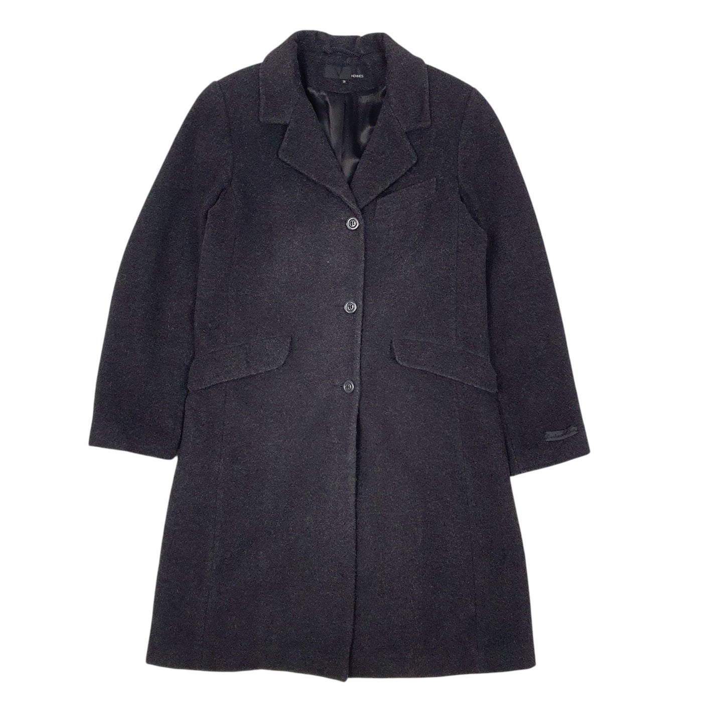 Womens Black Hennes Trench Longlined Cashmere Hoodie Coat