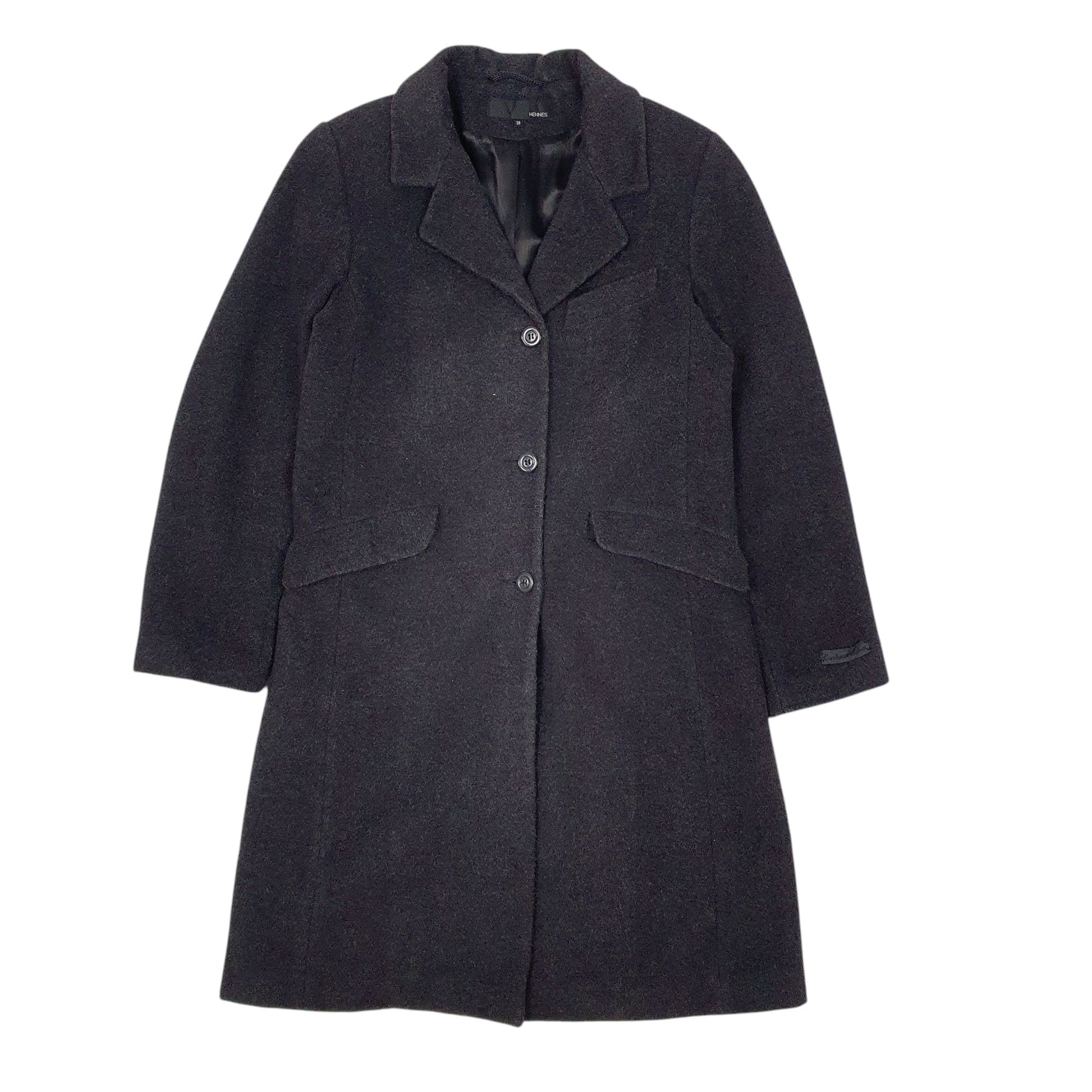 Womens Black Hennes Trench Longlined Cashmere Hoodie Coat