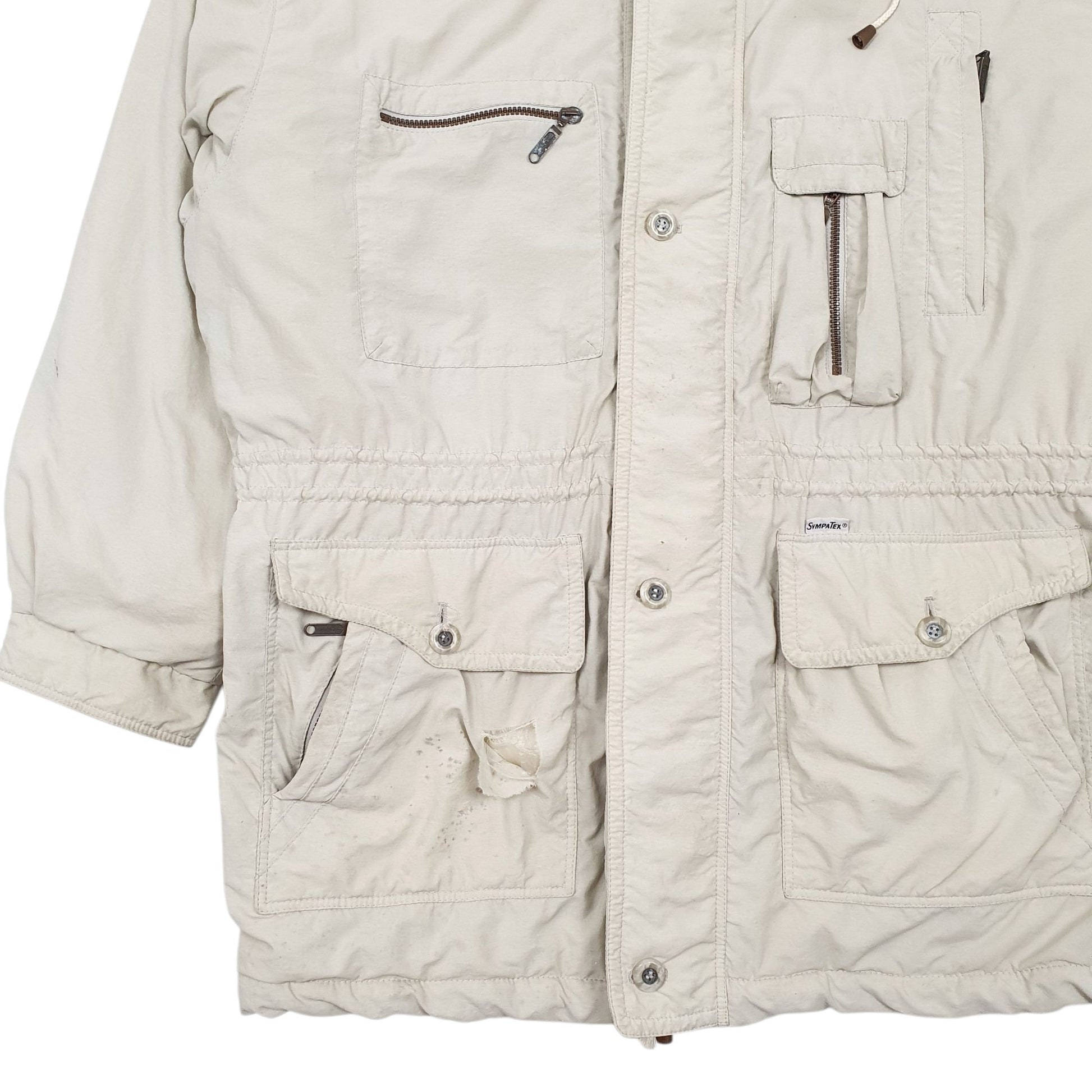 Mens Cream Lakeland Concealed Hood SympaTex  Coat