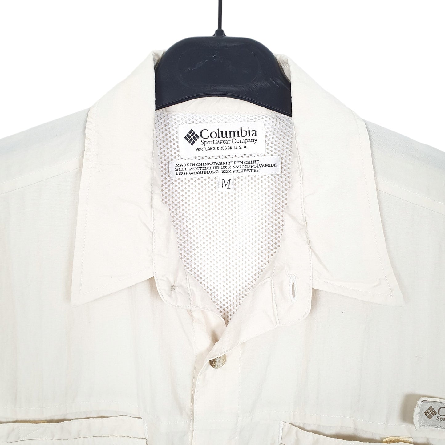 Mens Cream Columbia Sportswear PFG Performance Fishing Gear Short Sleeve Shirt