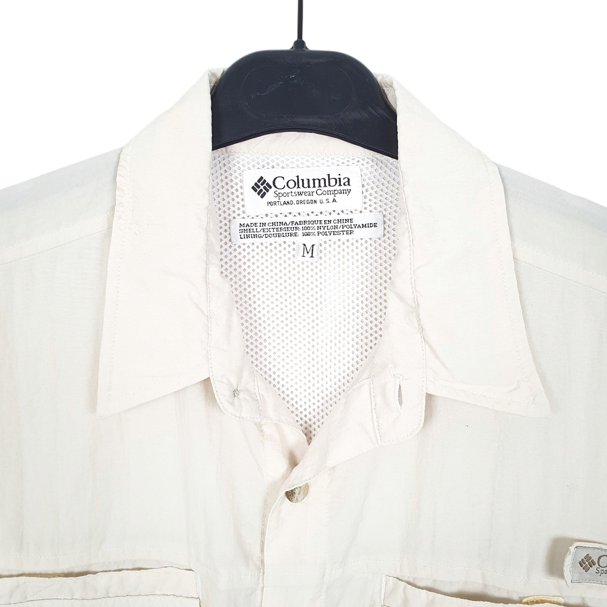 Mens Cream Columbia Sportswear PFG Performance Fishing Gear Short Sleeve Shirt