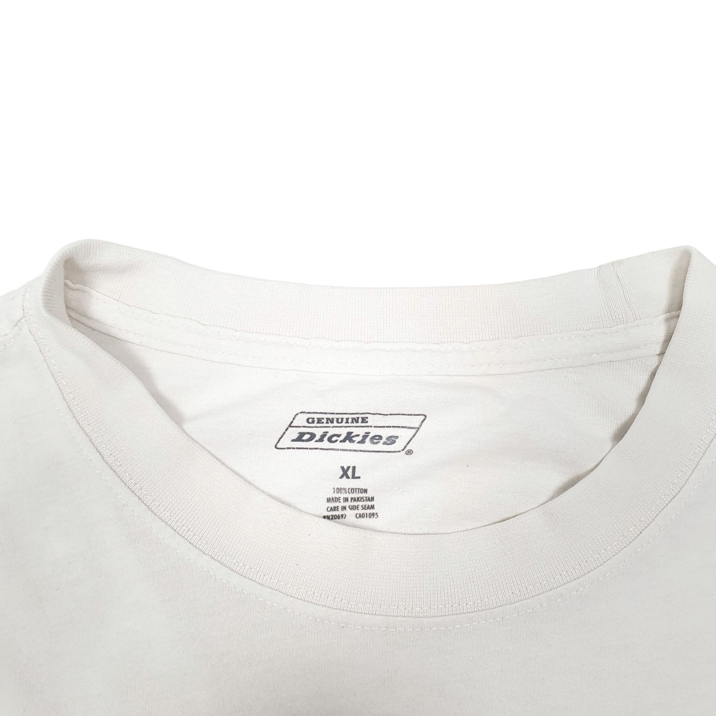 Mens White Dickies Pocket Workwear Long Sleeve T Shirt