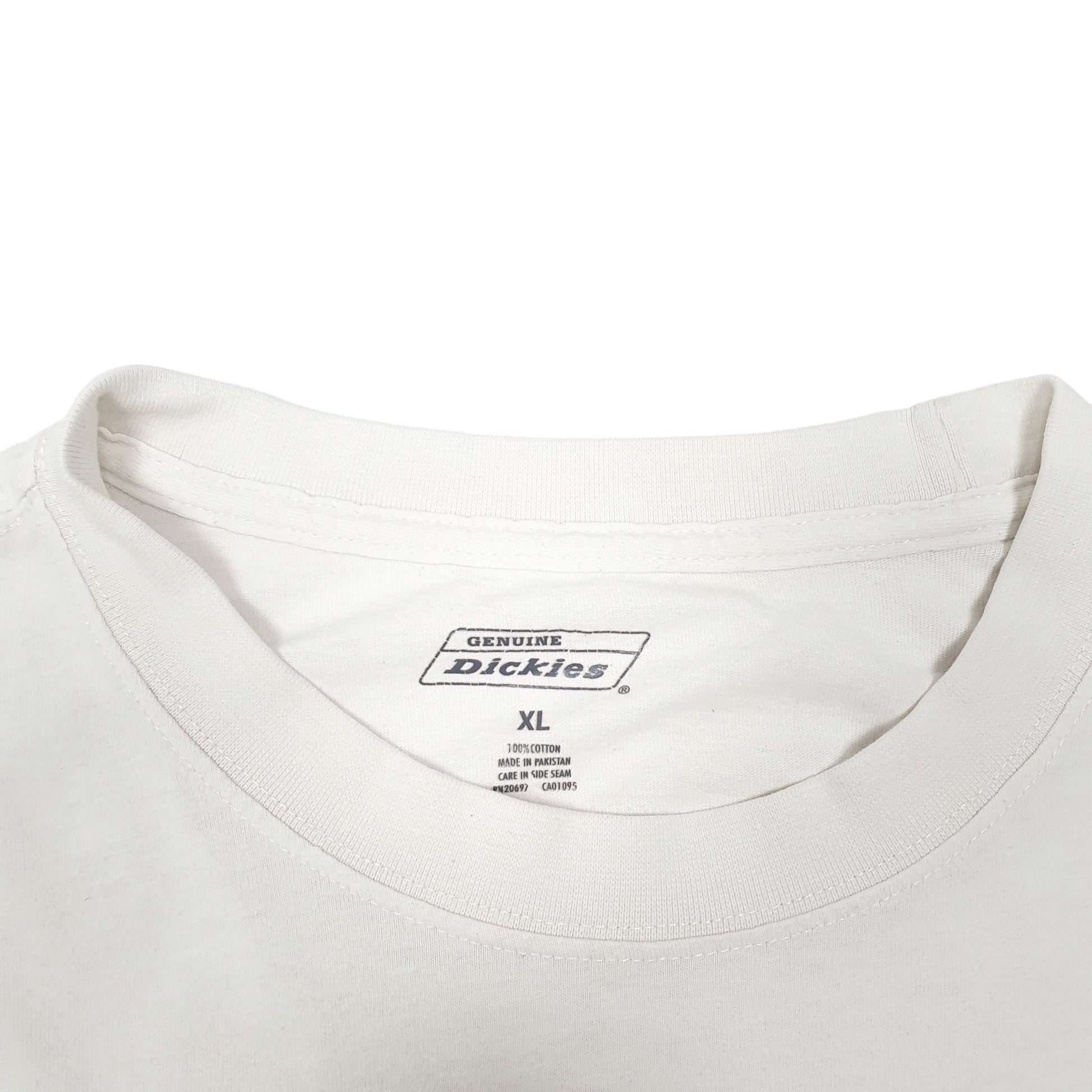 Mens White Dickies Pocket Workwear Long Sleeve T Shirt