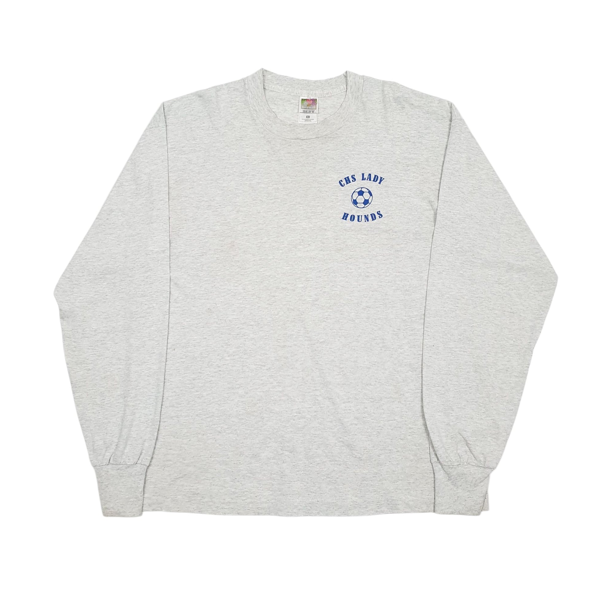 Mens Grey Fruit Of The Loom Single Stitch Vintage 90s Long Sleeve T Shirt