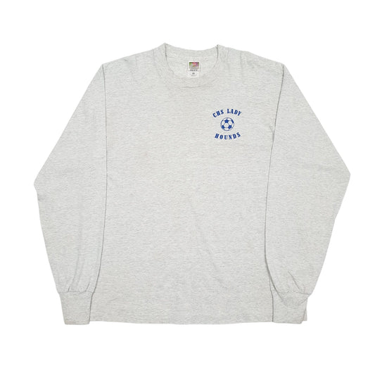 Mens Grey Fruit Of The Loom Single Stitch Vintage 90s Long Sleeve T Shirt