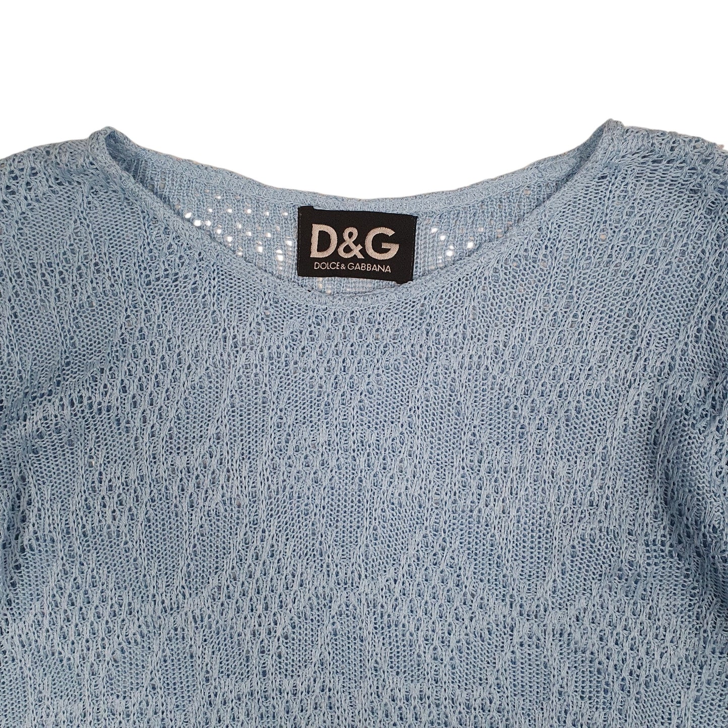 Womens Blue Dolce & Gabbana Knit Blouse Short Sleeve T Shirt