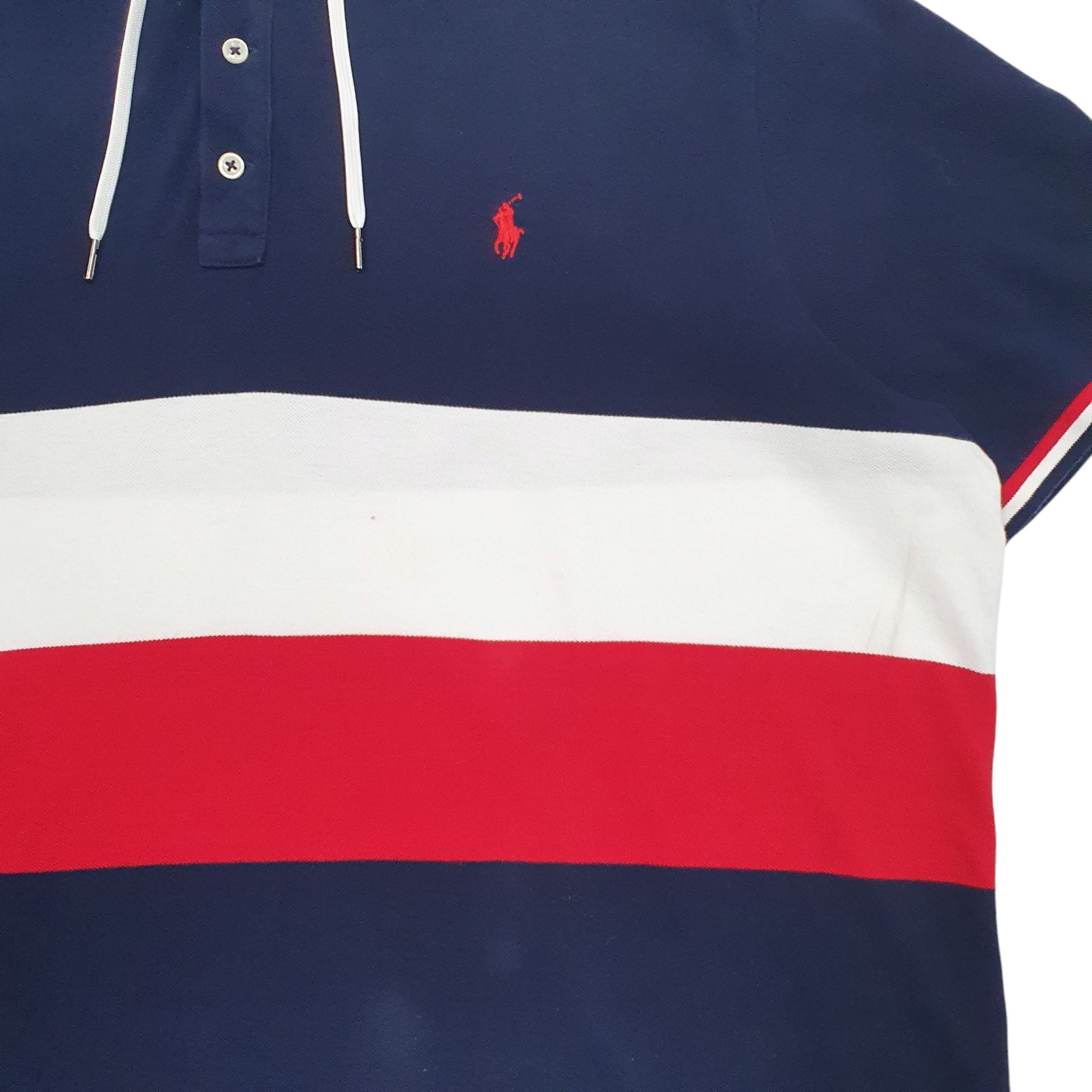 Mens Navy Polo Ralph Lauren Hooded Short Sleeve Polo Shirt