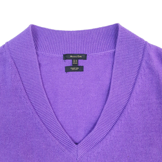 Womens Purple Massimo Dutti Flared Sleeve V Neck Jumper