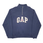 Mens Navy Gap Vintage 90s Spellout Quarter Zip Jumper