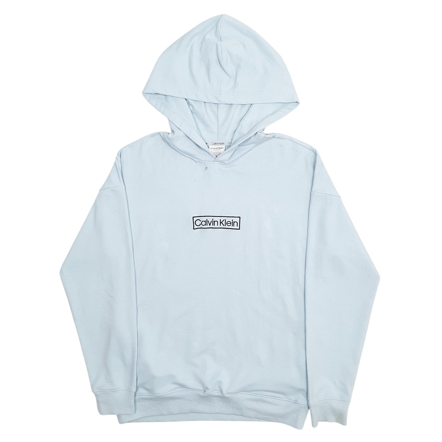 Mens Blue Calvin Klein Spellout Hoodie Jumper