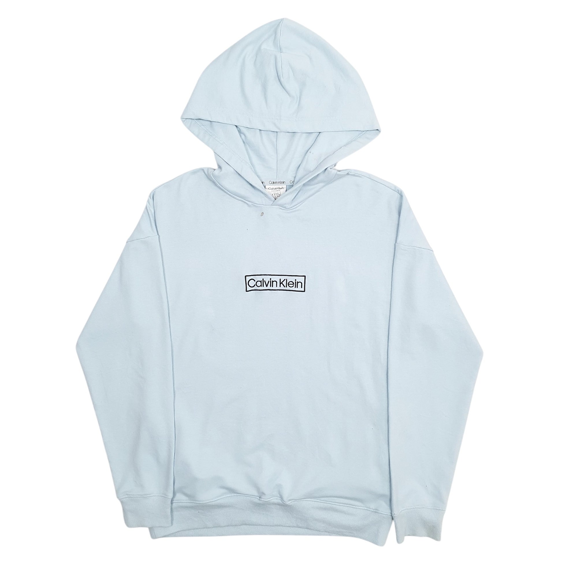 Mens Blue Calvin Klein Spellout Hoodie Jumper