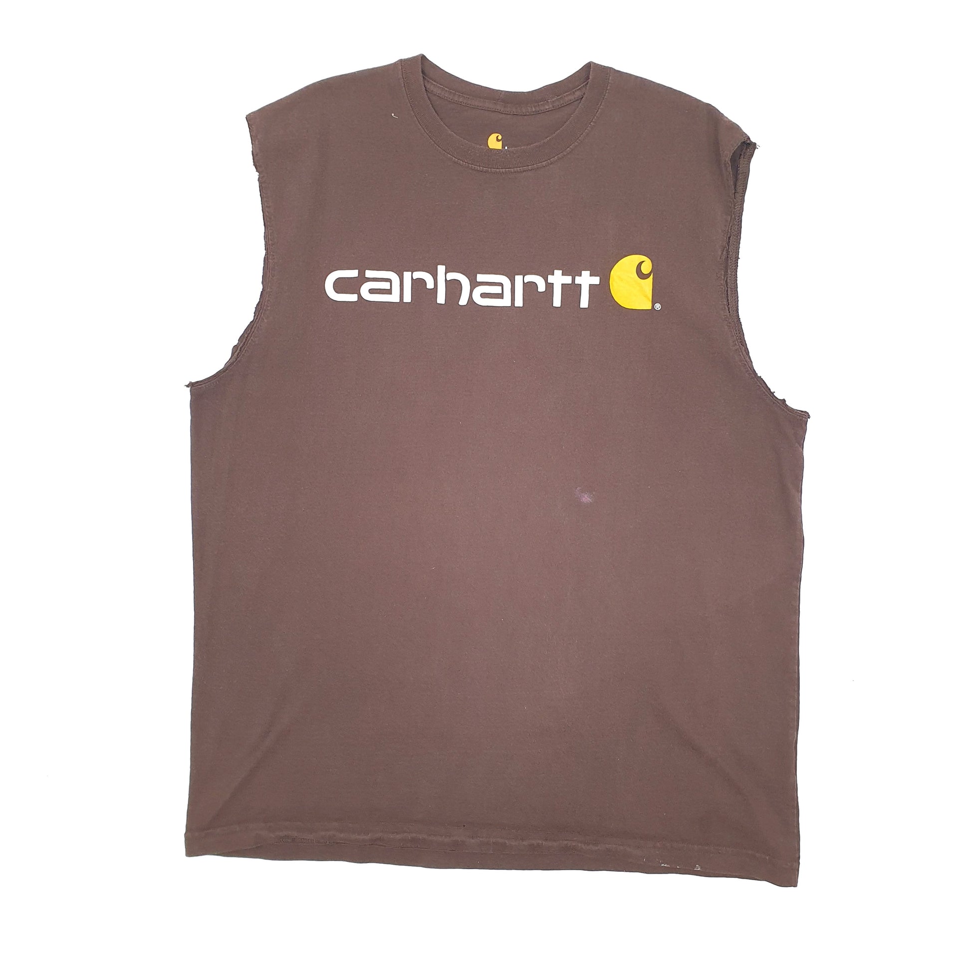 Mens Brown Carhartt Sleeveless Vest Short Sleeve T Shirt