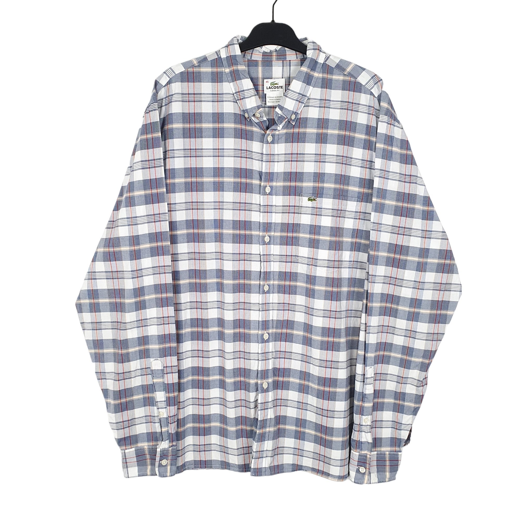 Mens White Lacoste  Long Sleeve Shirt