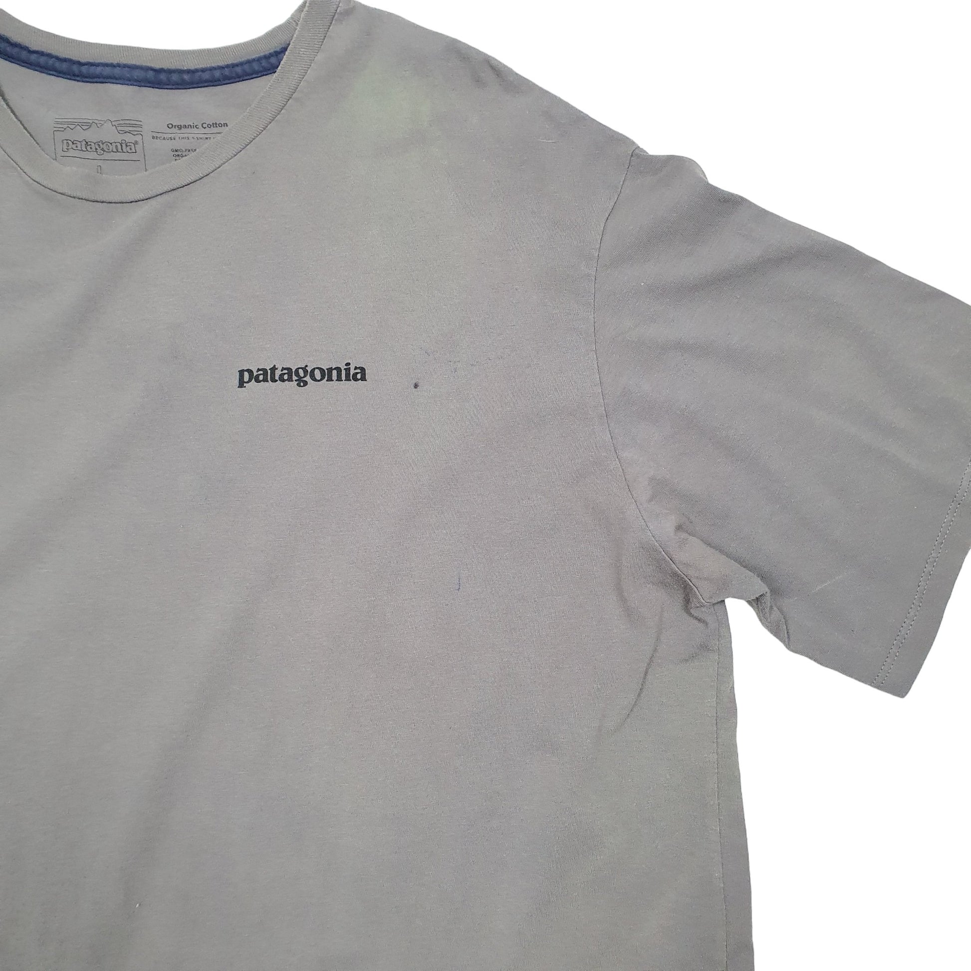 Mens Grey Patagonia Spellout Organic Cotton Short Sleeve T Shirt