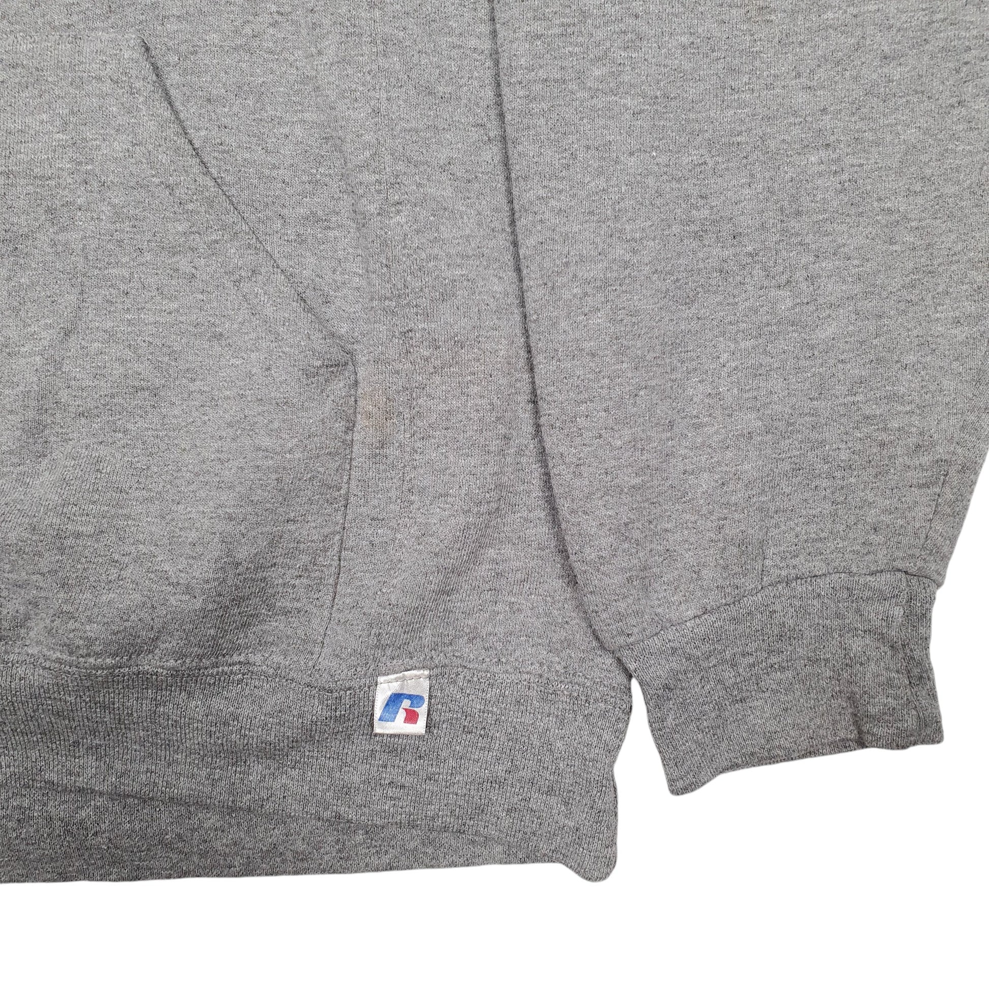 Mens Grey Russell Athletic Maverick Baseball Spellout Hoodie Jumper