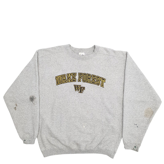 Mens Grey The Cotton Exchange Wake Forest Spellout Made In USA Vintage 90's Crewneck Jumper