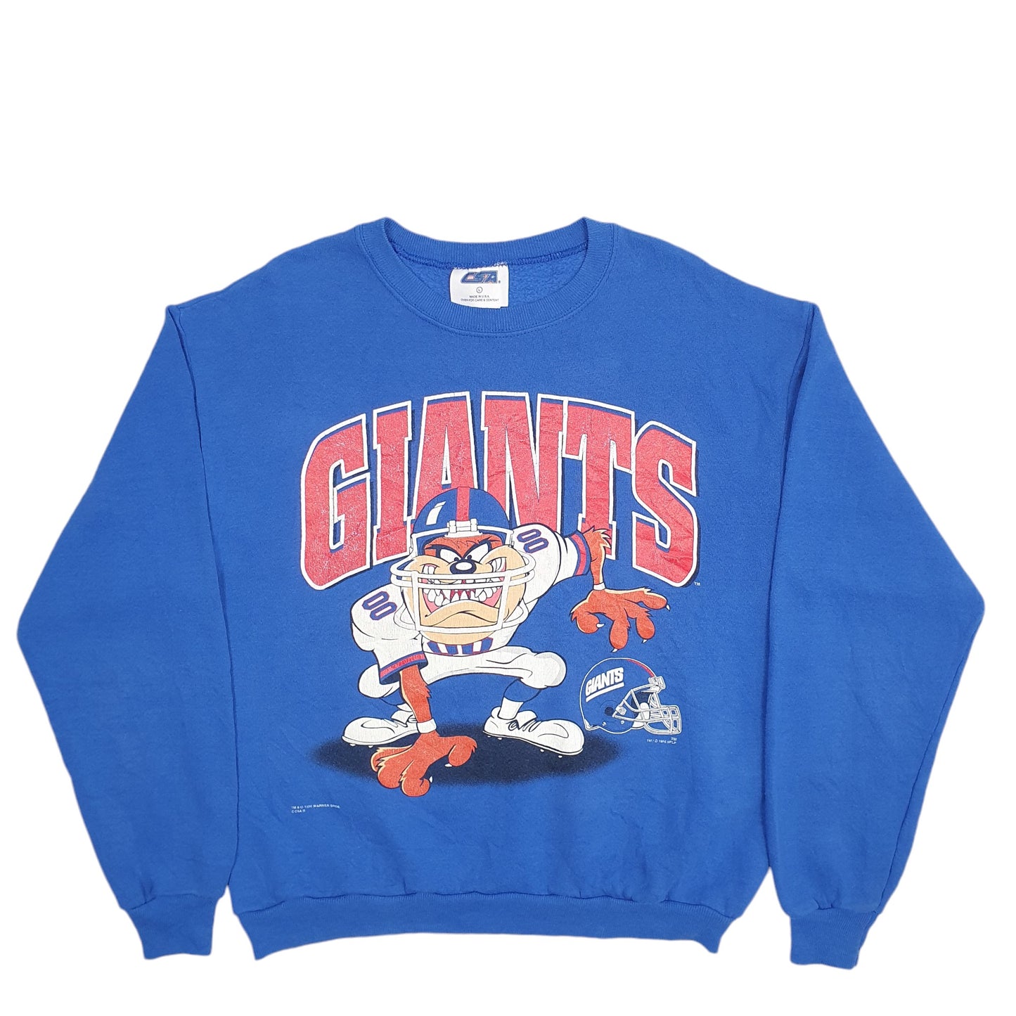Mens Blue Nutmeg Mills CSA New York Giants Vintage 90's Made In USA 1998 Crewneck Jumper