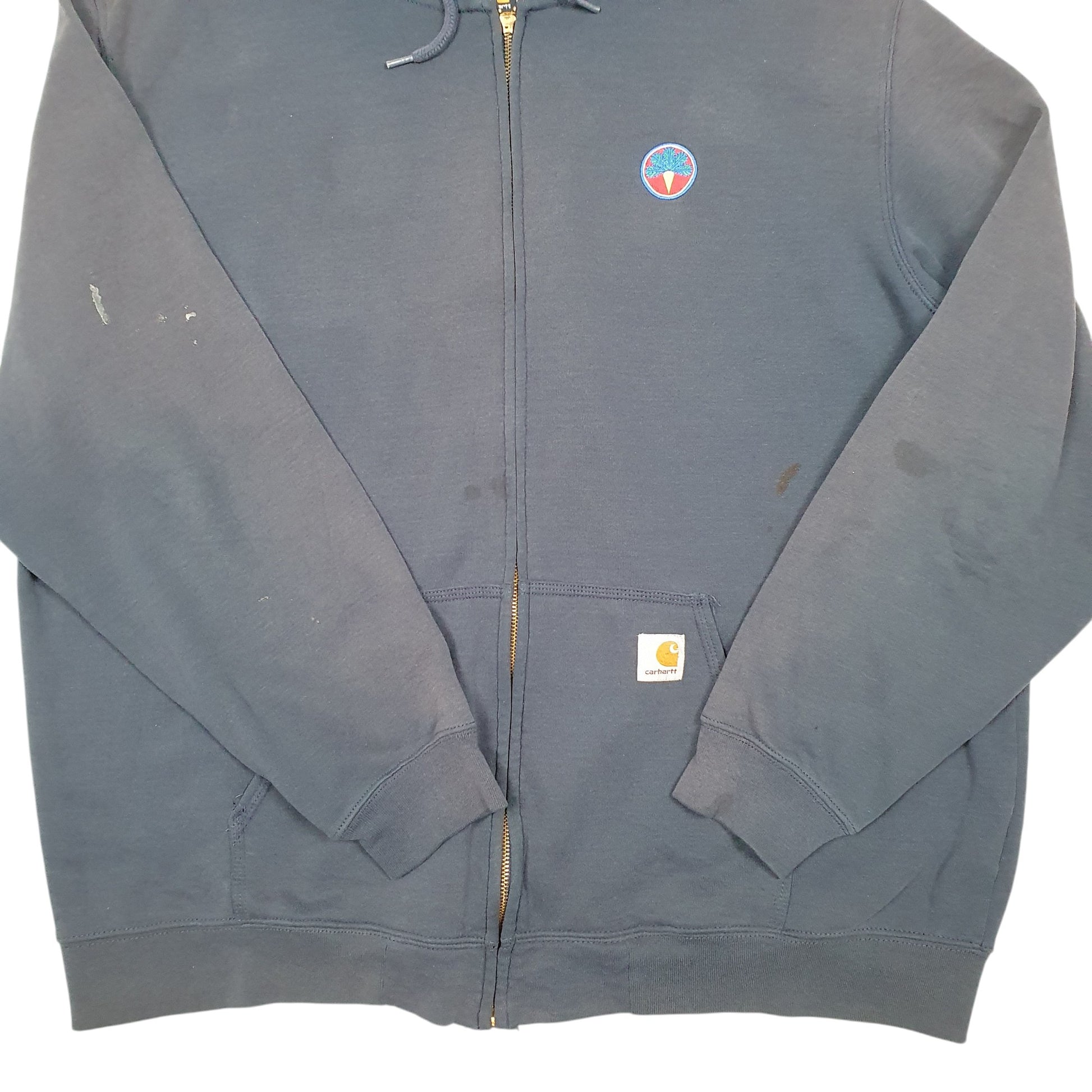 Mens Navy Carhartt Hoodie Workwear Full Zip Jumper