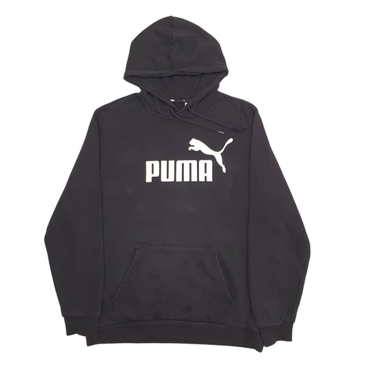 Mens Black Puma Spellout Hoodie Jumper