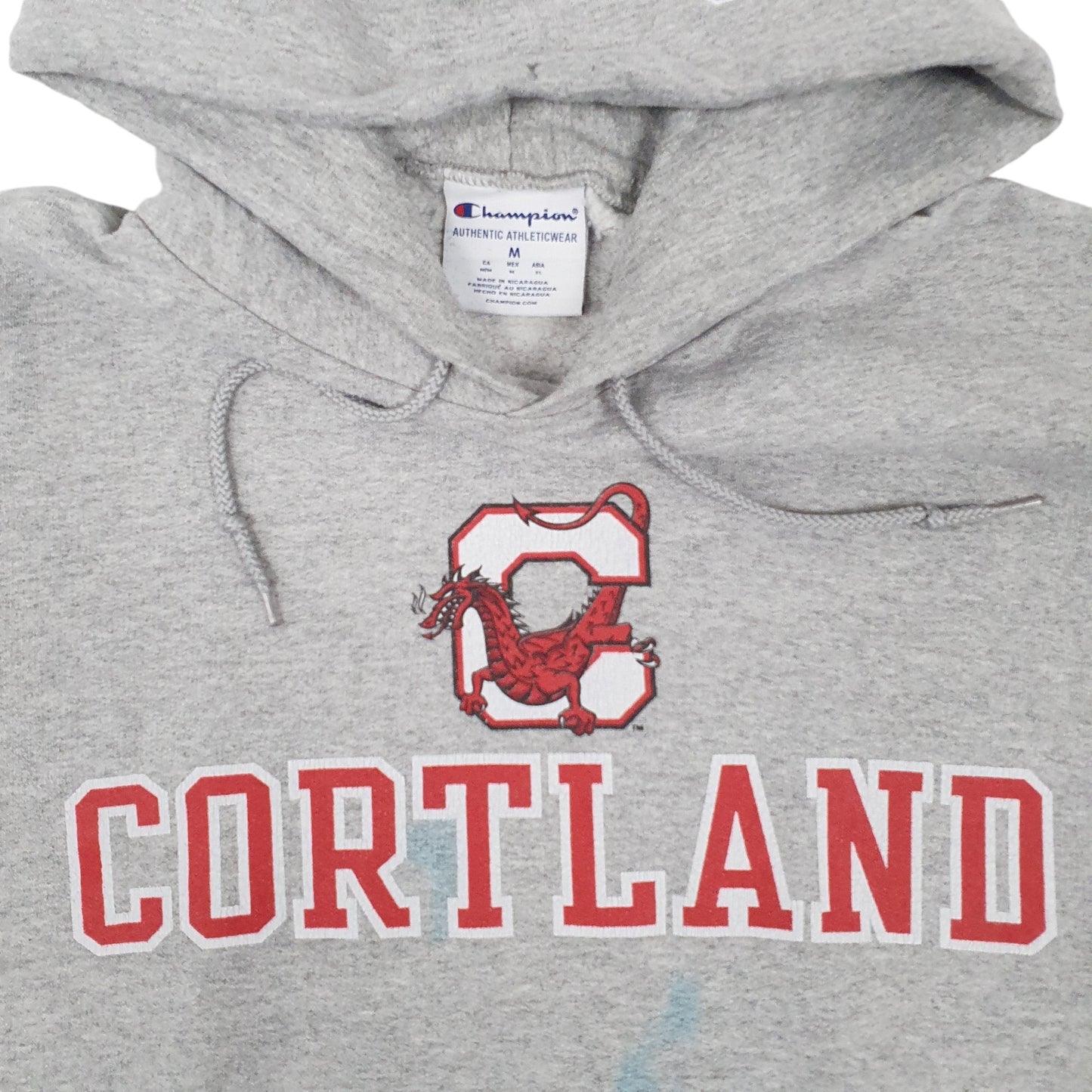 Mens Grey Champion Cortland Red Dragons Hoodie Jumper