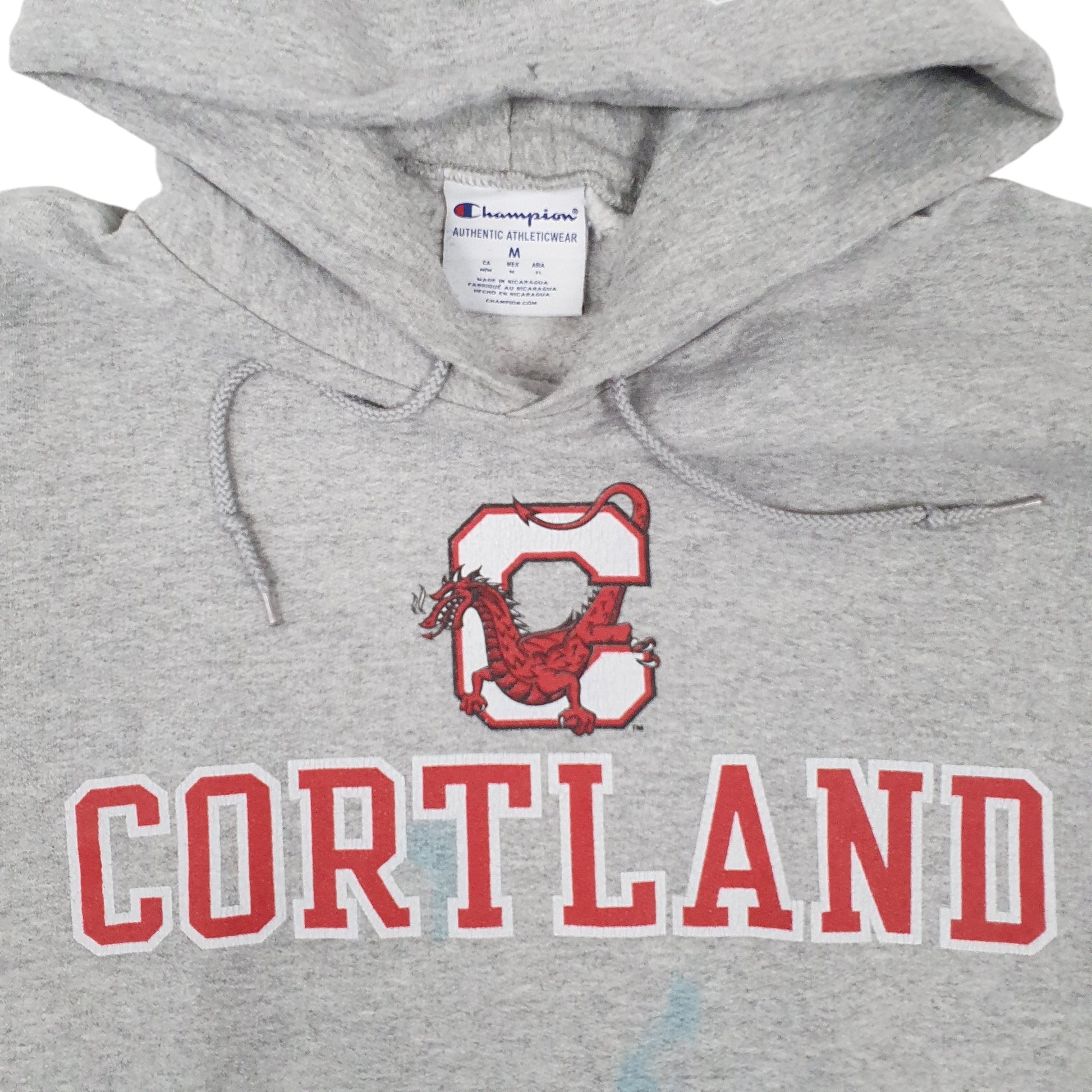 Mens Grey Champion Cortland Red Dragons Hoodie Jumper