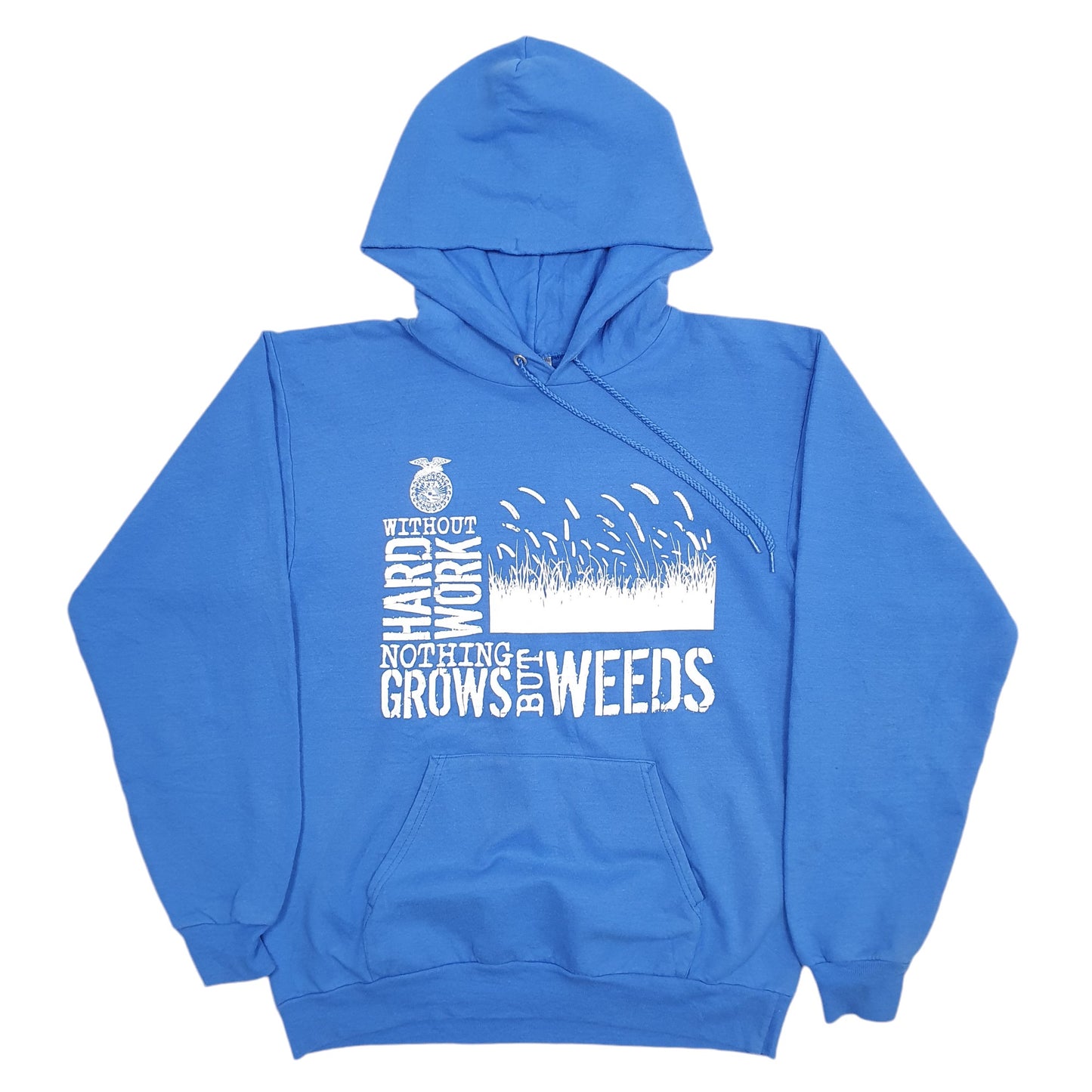 Mens Blue Port And Company Spellout Hoodie Jumper