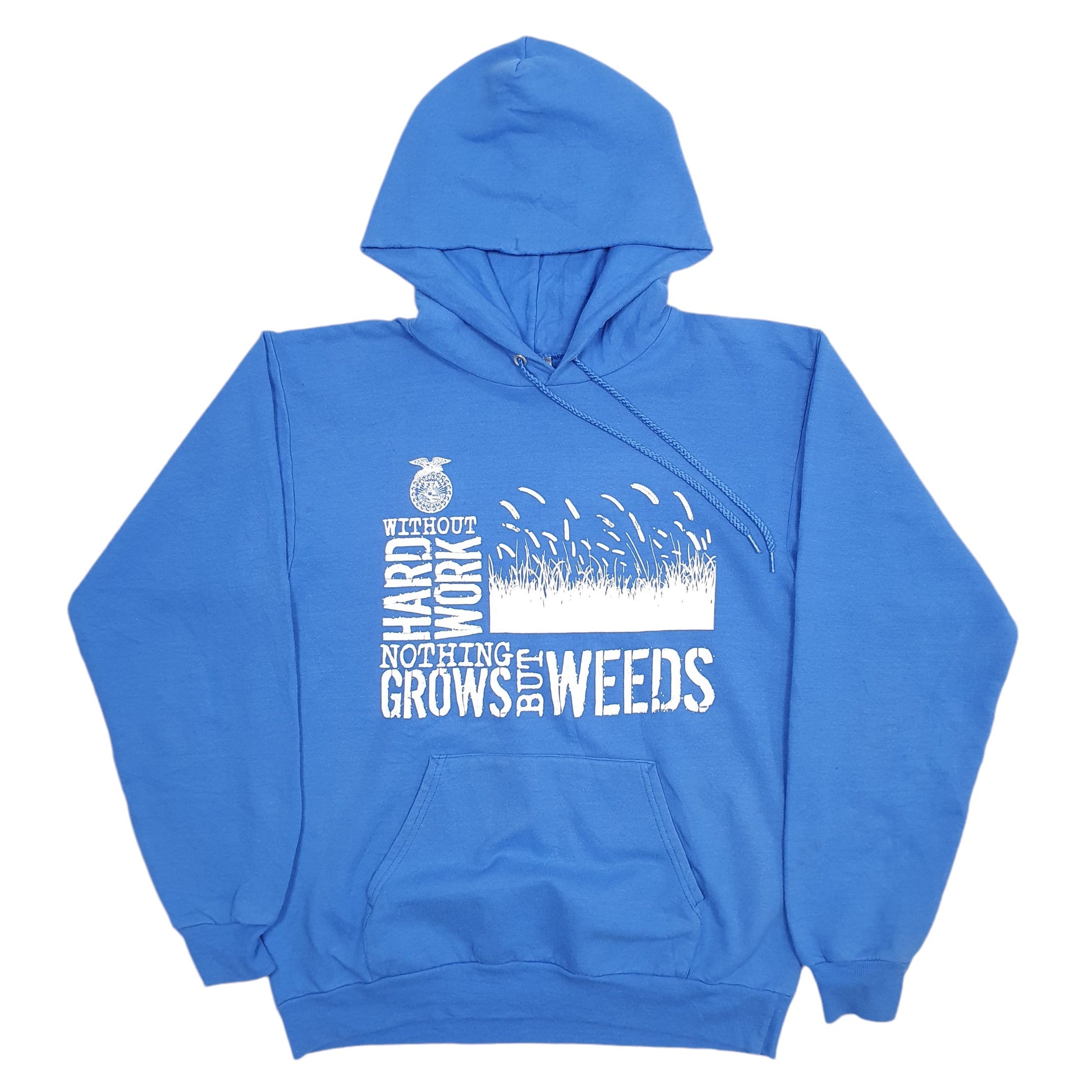 Mens Blue Port And Company Spellout Hoodie Jumper