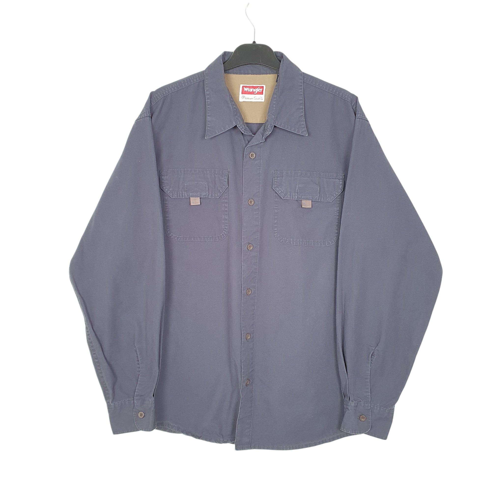 Mens Navy Wrangler Work Long Sleeve Shirt