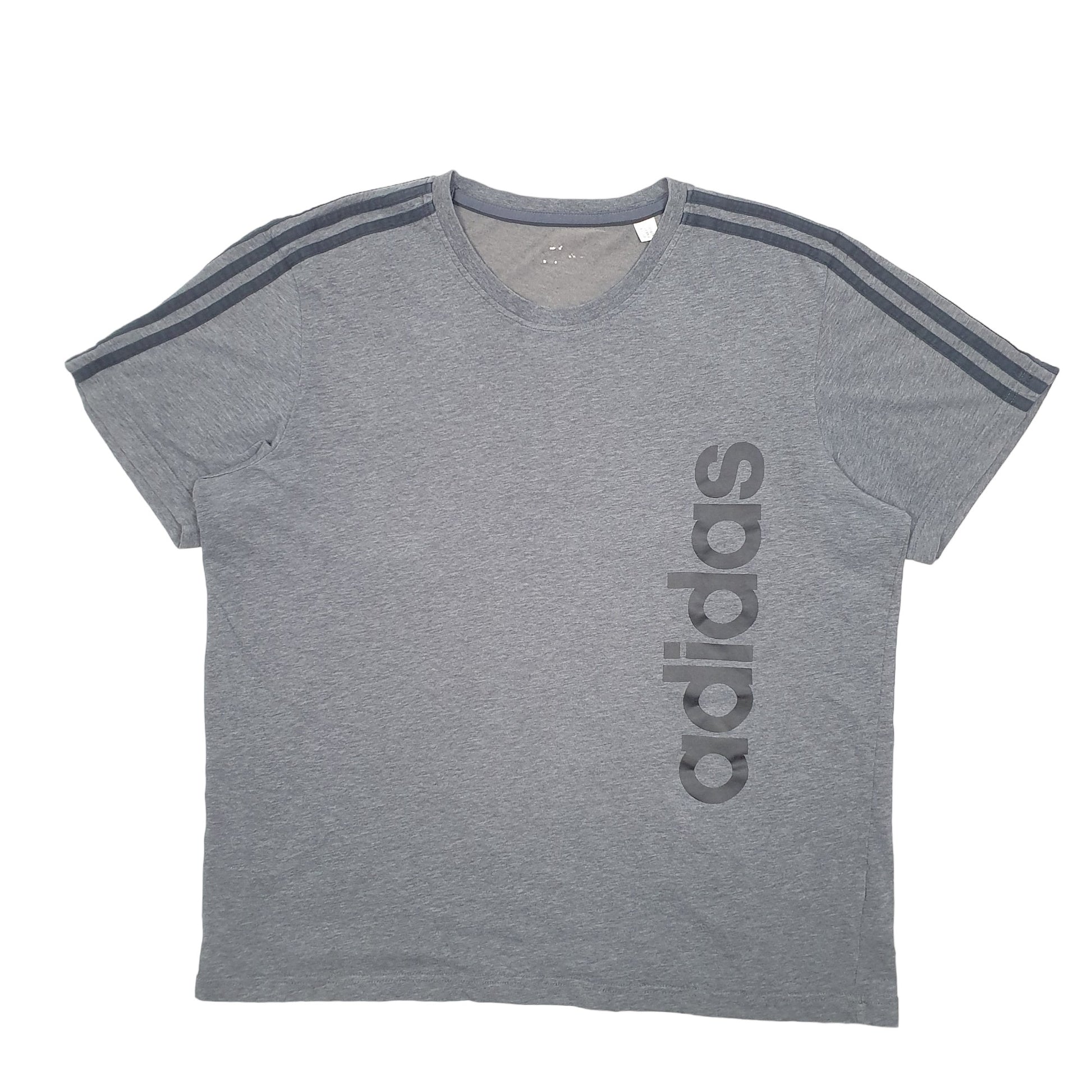 Mens Grey Adidas Spellout Climalite Short Sleeve T Shirt