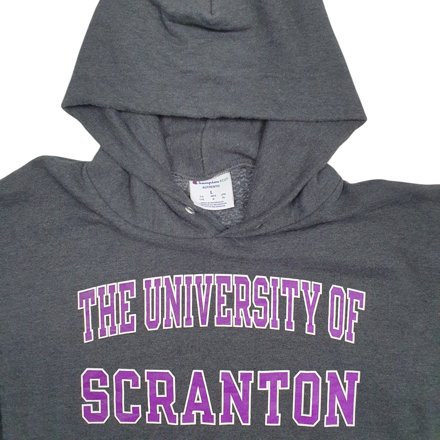 Mens Grey Champion University of Scranton Spellout Hoodie Jumper