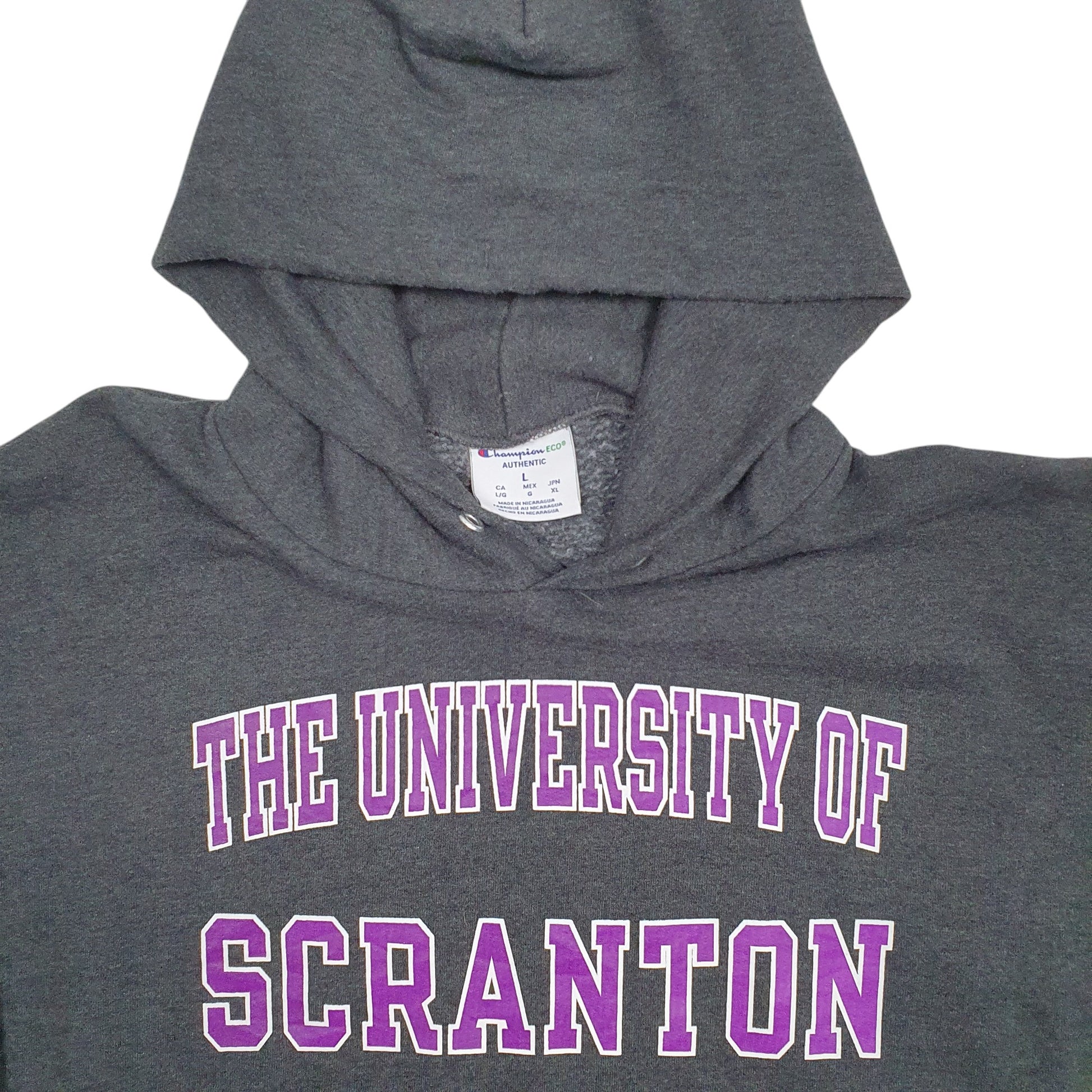 Mens Grey Champion University of Scranton Spellout Hoodie Jumper