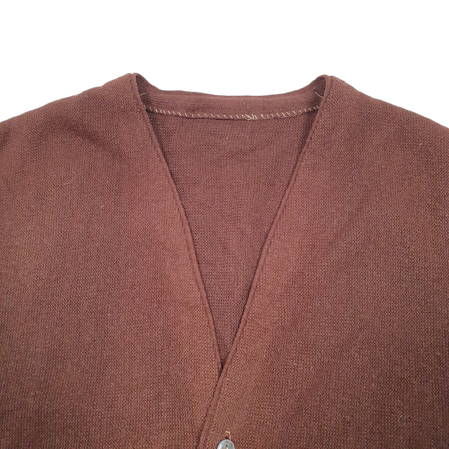 Mens Brown Unbranded Knit Cardigan Grunge Vintage V Neck Jumper