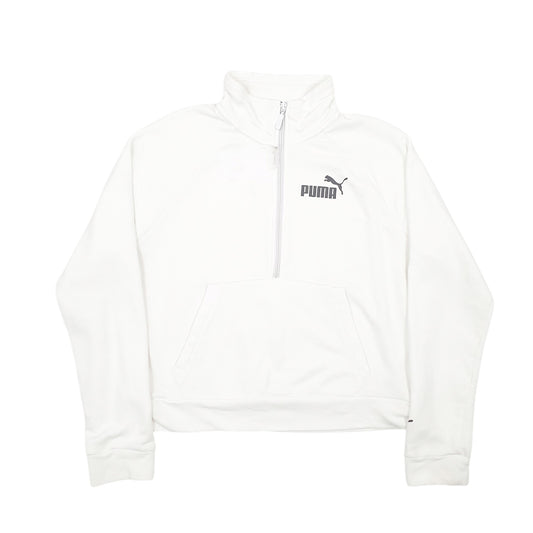 Womens White Puma  Quarter Zip Jumper