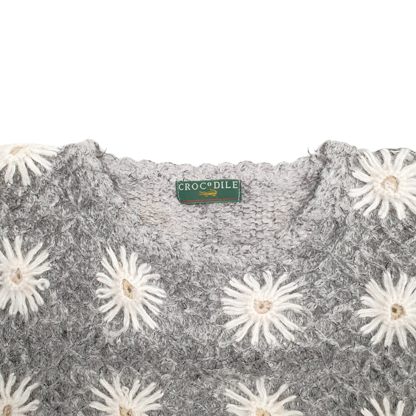 Womens Grey Crocodile Floral Crewneck Jumper