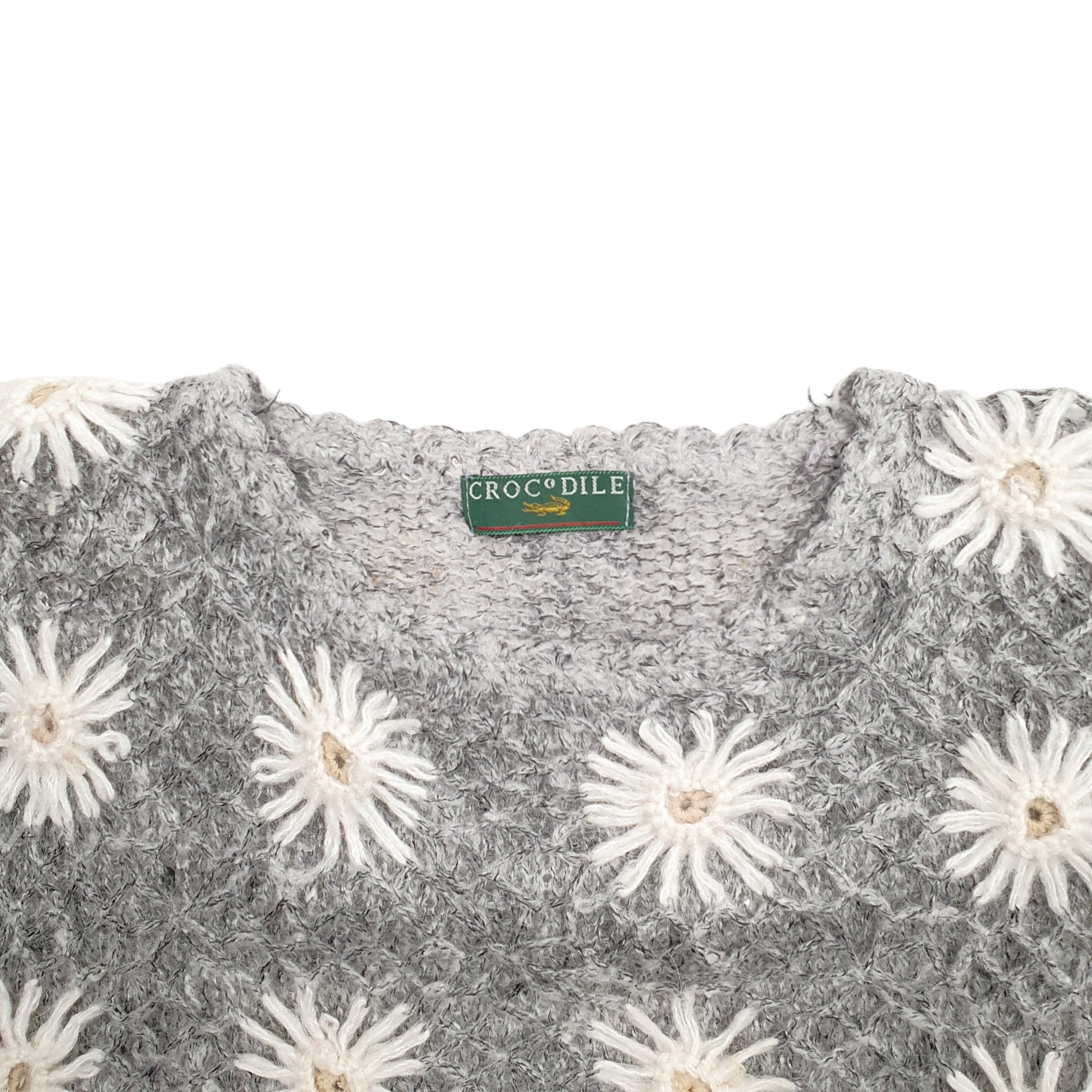 Womens Grey Crocodile Floral Crewneck Jumper