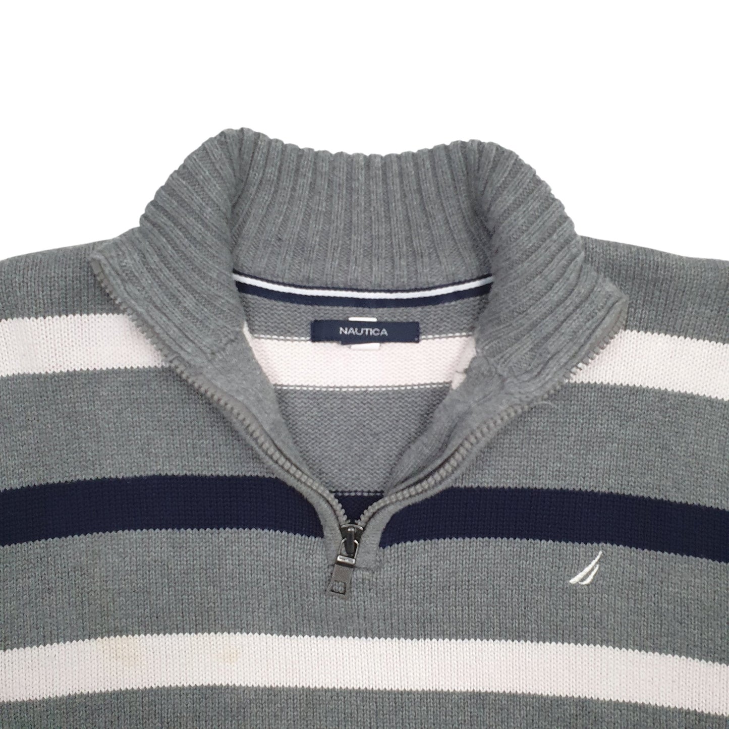 Womens Grey Nautica Knit Quarter Zip Jumper