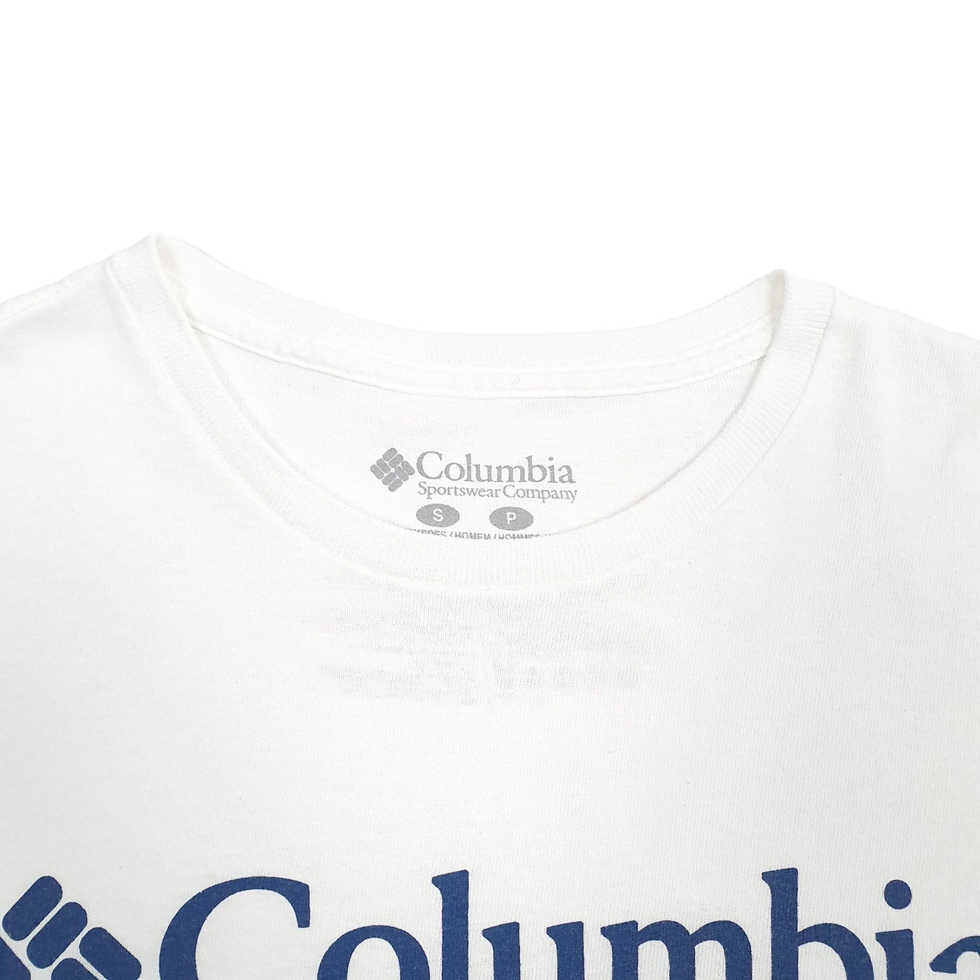 Mens White Columbia Sportswear Spellout Short Sleeve T Shirt