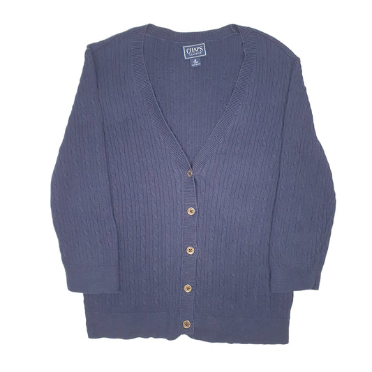 Womens Navy Chaps Knit Cable Cardigan V Neck Jumper