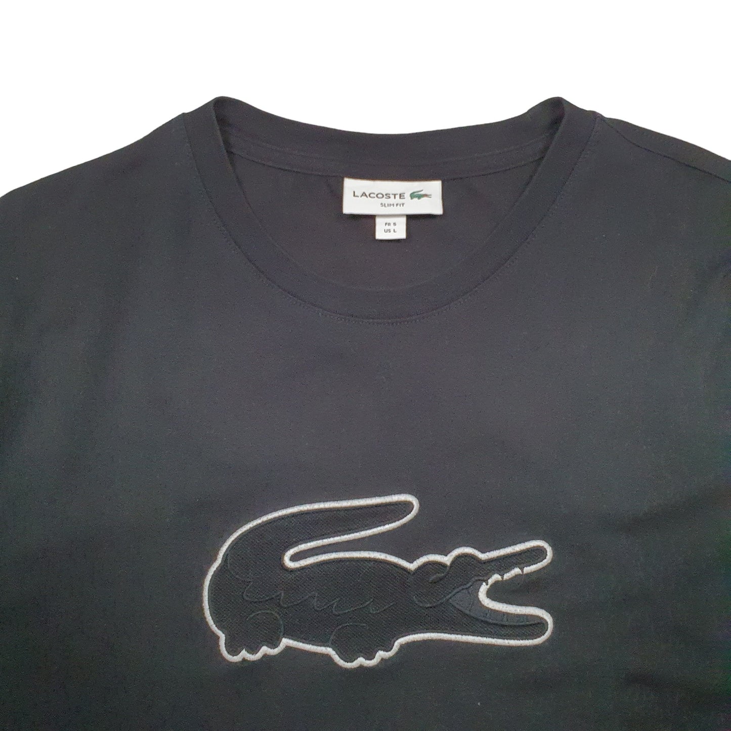 Mens Black Lacoste  Short Sleeve T Shirt