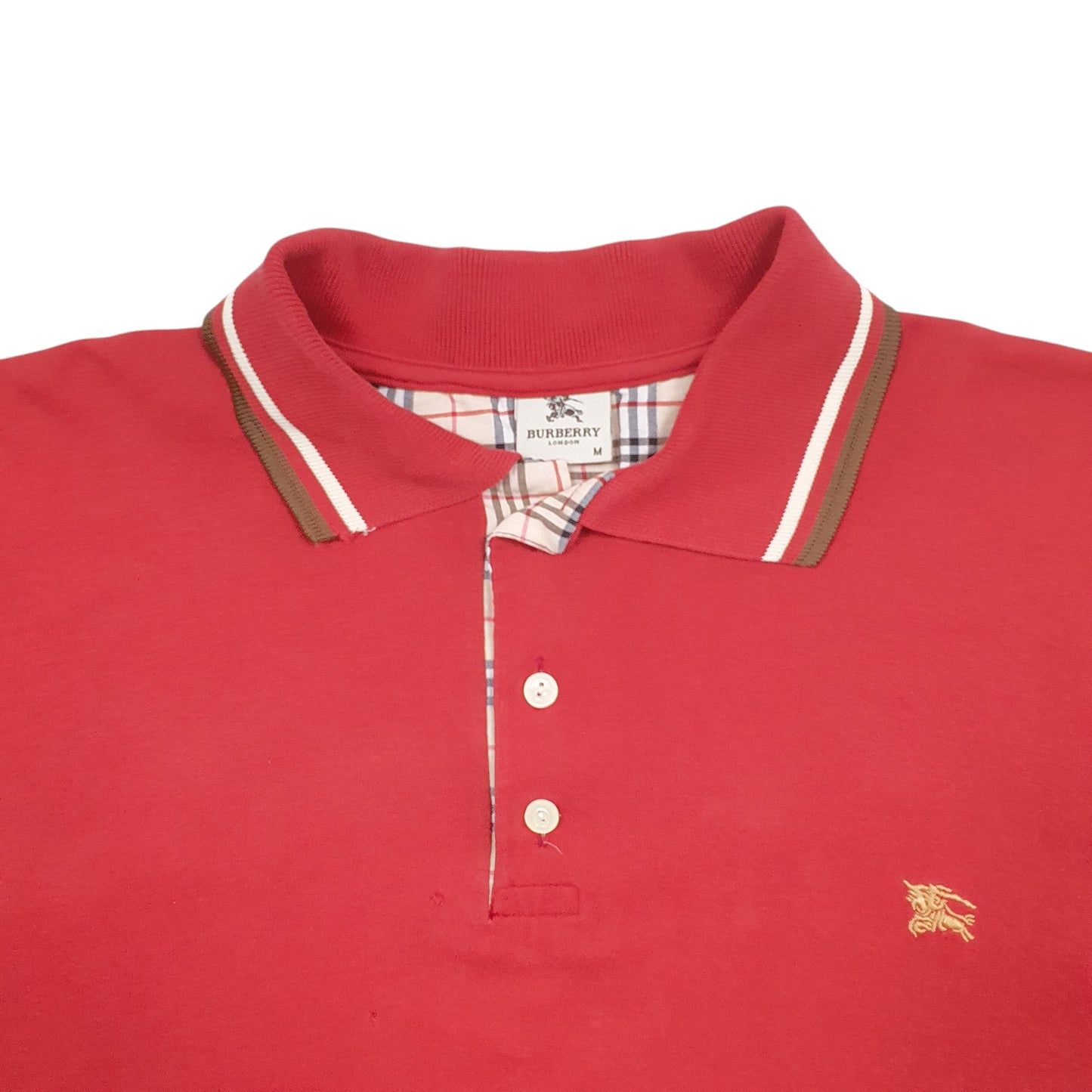 Mens Red Burberry  Short Sleeve Polo Shirt