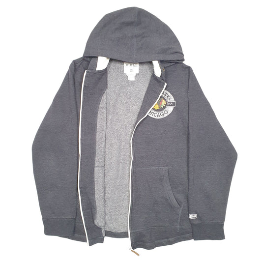 Womens Grey CCM NHL Chicago Blackhawks Hockey Hoodie Full Zip Jumper