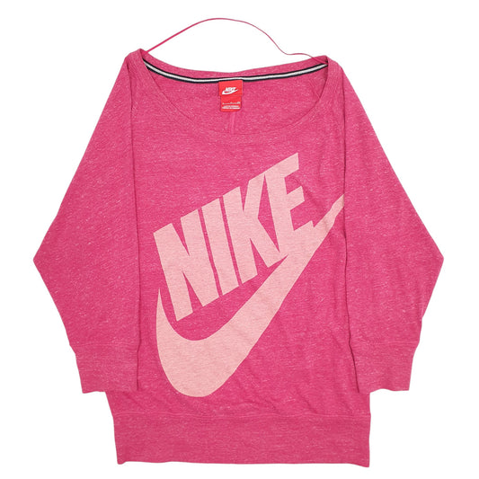 Womens Pink Nike Spellout Crewneck Jumper